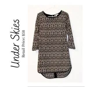 Under Skies Black & Gray Print Dress Size Small